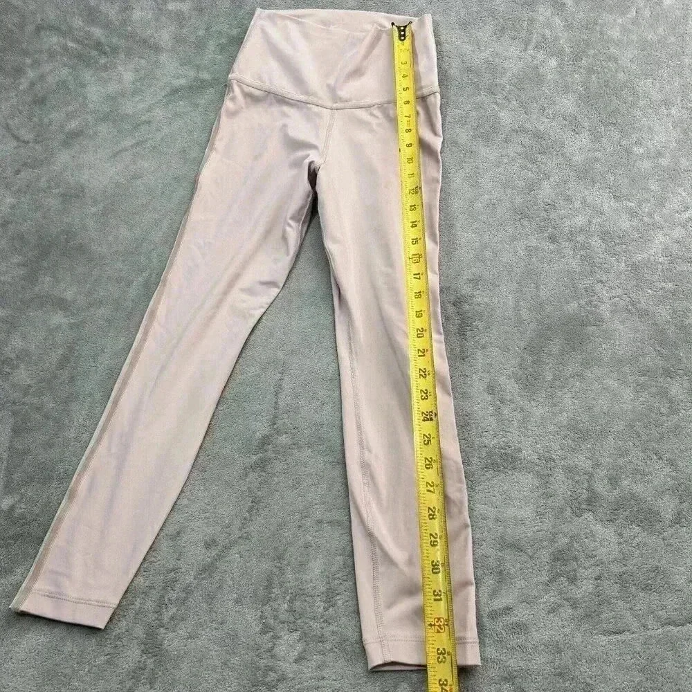 Nike Leggings Women's Small Yoga Velour Trim 7/8 High Rise Pink Mauve Athleisure - Picture 2 of 12